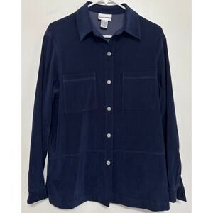 Alfred Dunner Navy Moleskin Button Shirt - Size 10